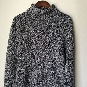 Black and White Knit Turtleneck Sweater